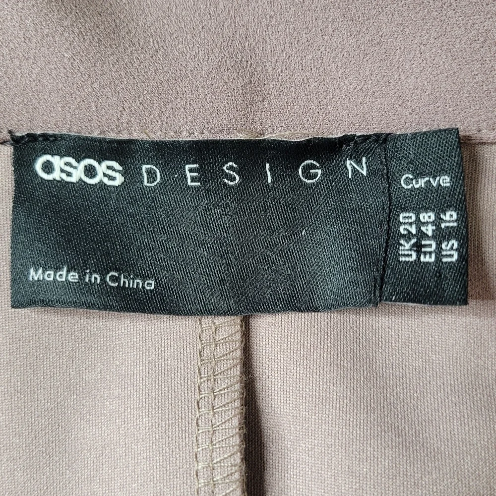 ASOS Curve Blazer Size 16 Purple Shade Faux Pockets Oversized Stretchy Long New